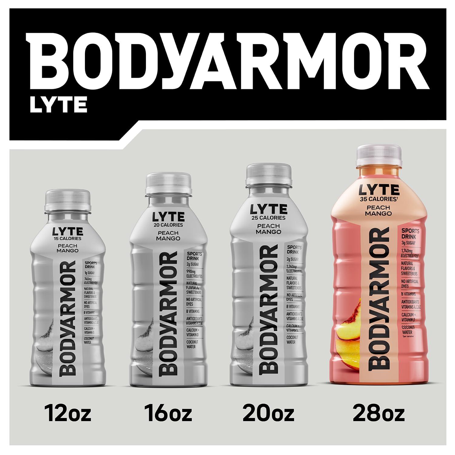imageBODYARMOR LYTE Peach Mango Electrolyte Drink 35 Calories 28 Fl Oz Bottles 15 Pack Coconut Water Sports Drink Natural Flavor amp B VitaminsPeach Mango