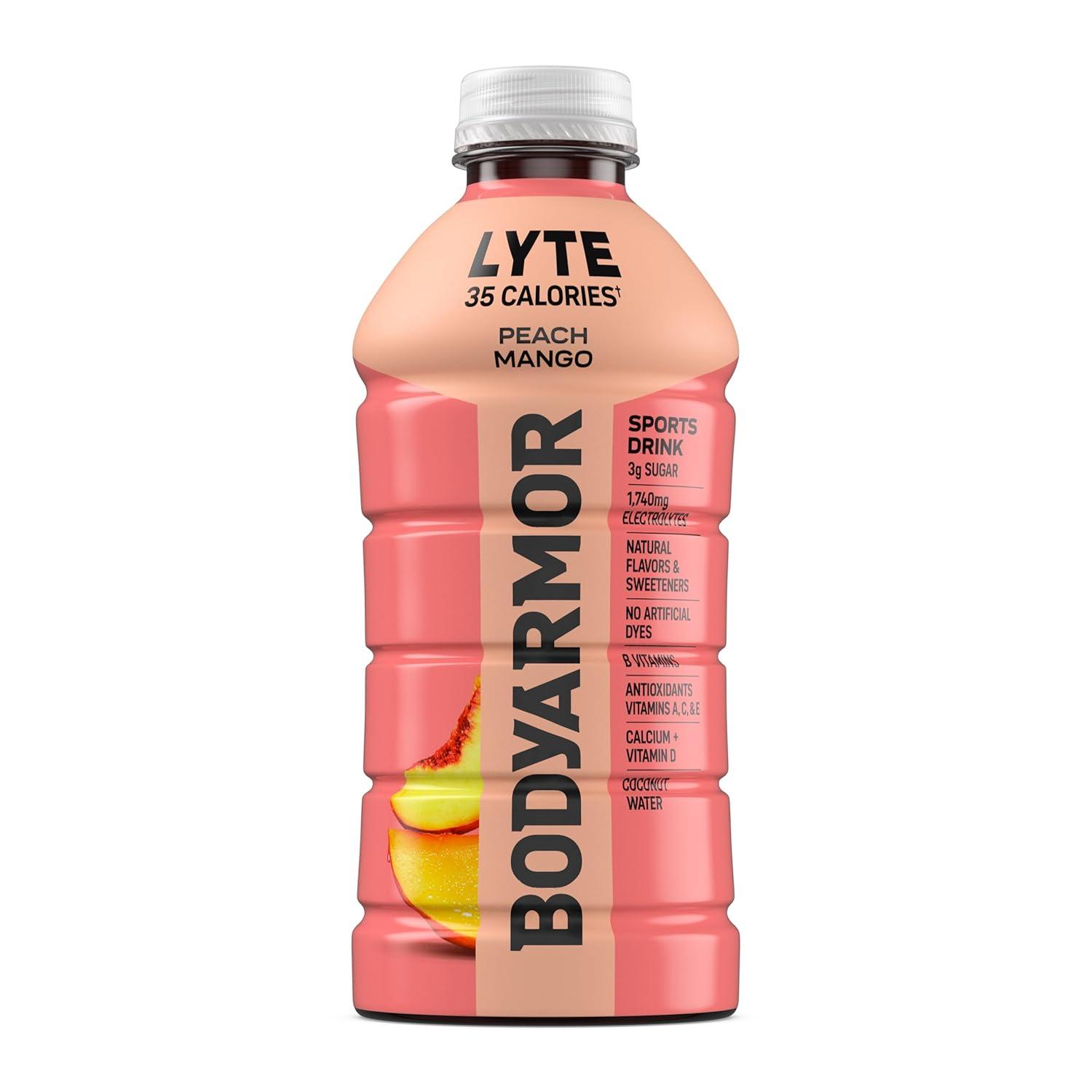 imageBODYARMOR LYTE Peach Mango Electrolyte Drink 35 Calories 28 Fl Oz Bottles 15 Pack Coconut Water Sports Drink Natural Flavor amp B VitaminsPeach Mango