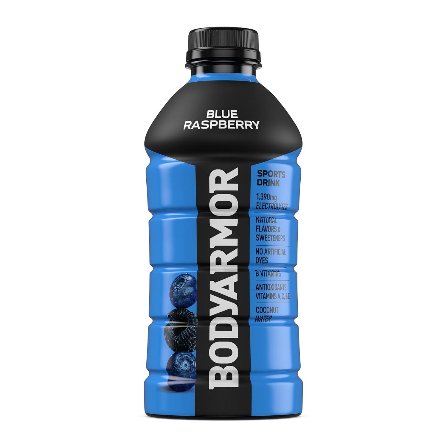 imageBODYARMOR Sports Drink Blackout Berry Electrolyte Drink Hydration 28 Fl Oz Bottles 15 Pack Flavored Coconut Water with B Vitamins amp AntioxidantsBlue Raspberry