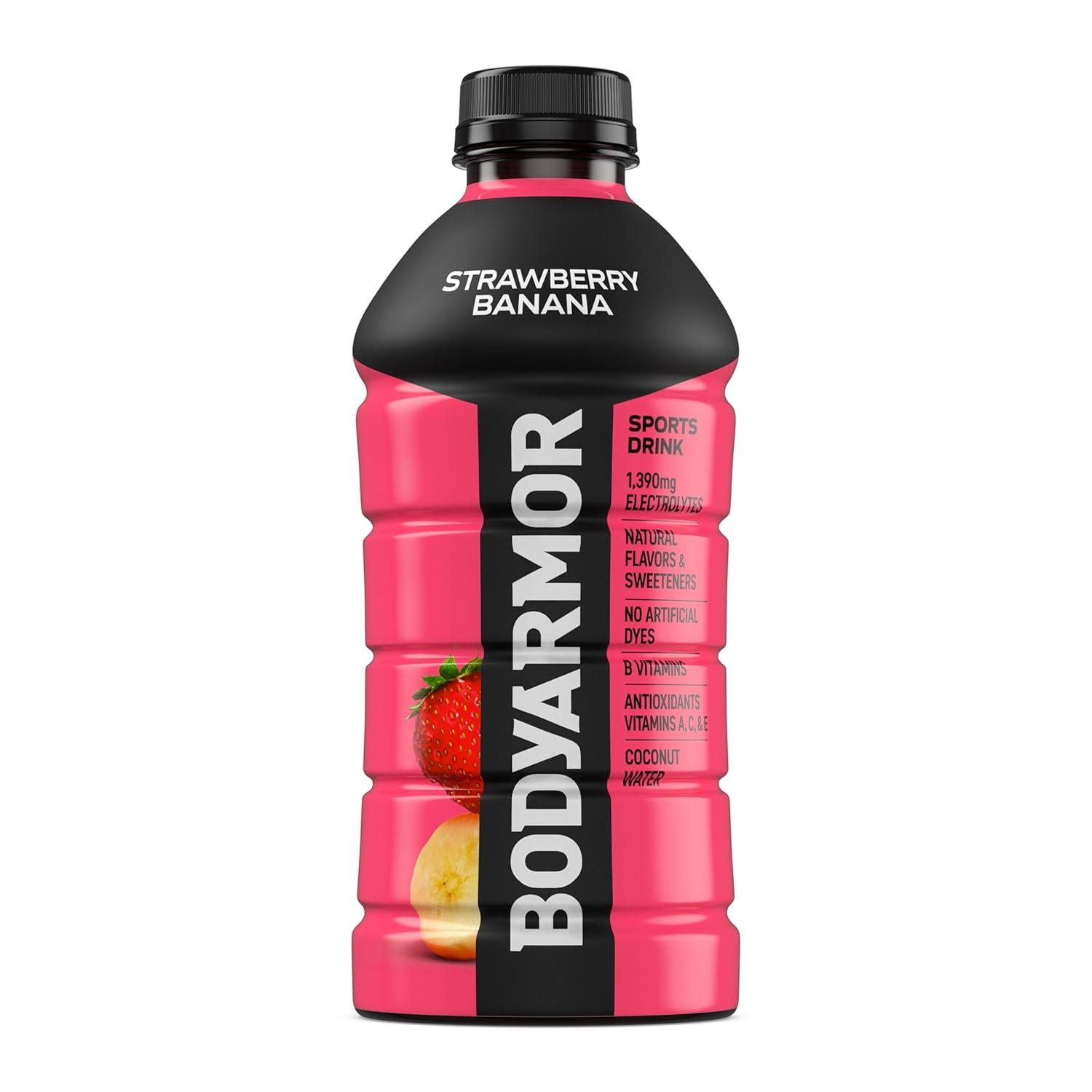 imageBODYARMOR Sports Drink Blackout Berry Electrolyte Drink Hydration 28 Fl Oz Bottles 15 Pack Flavored Coconut Water with B Vitamins amp AntioxidantsStrawberry Banana