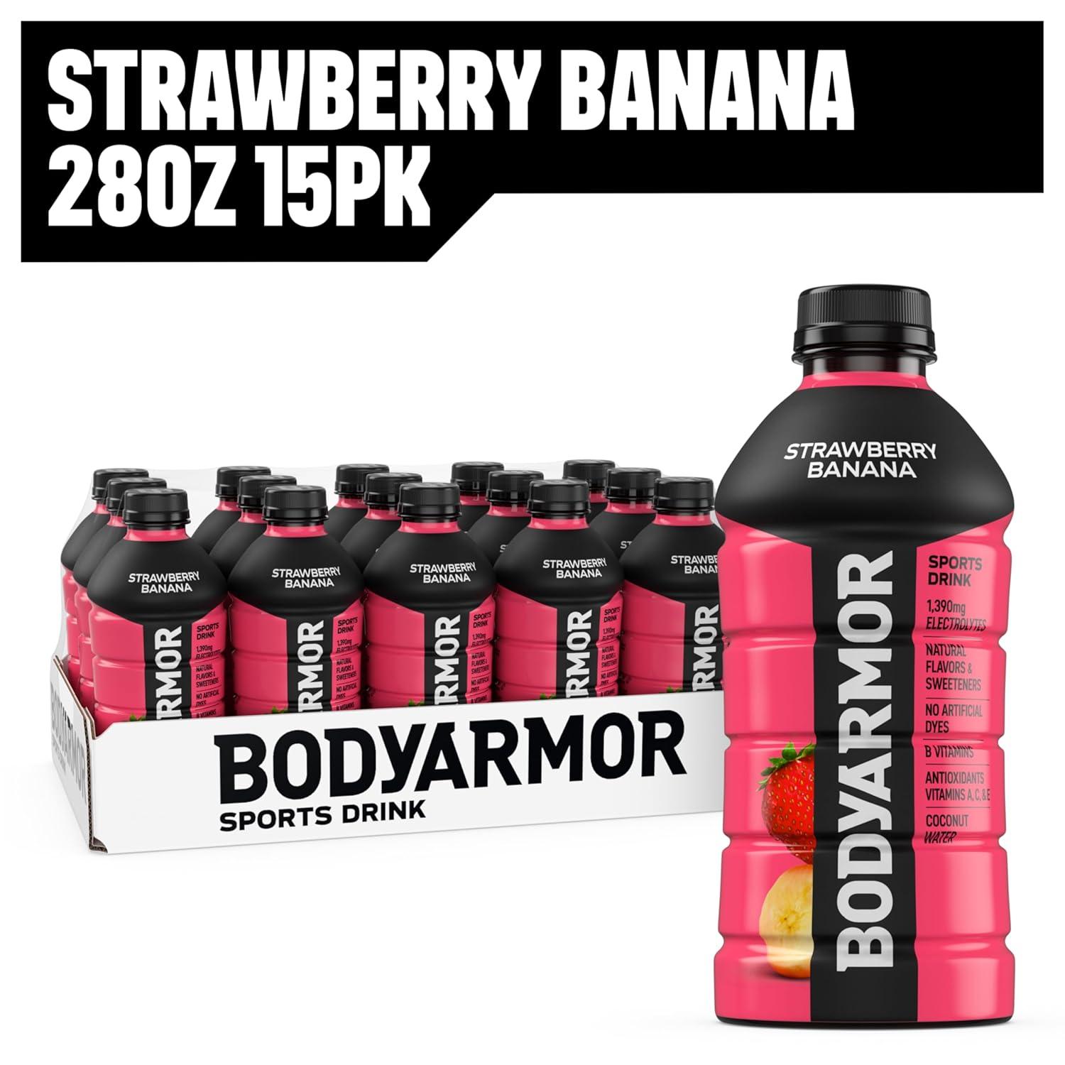 imageBODYARMOR Sports Drink Blackout Berry Electrolyte Drink Hydration 28 Fl Oz Bottles 15 Pack Flavored Coconut Water with B Vitamins amp AntioxidantsStrawberry Banana