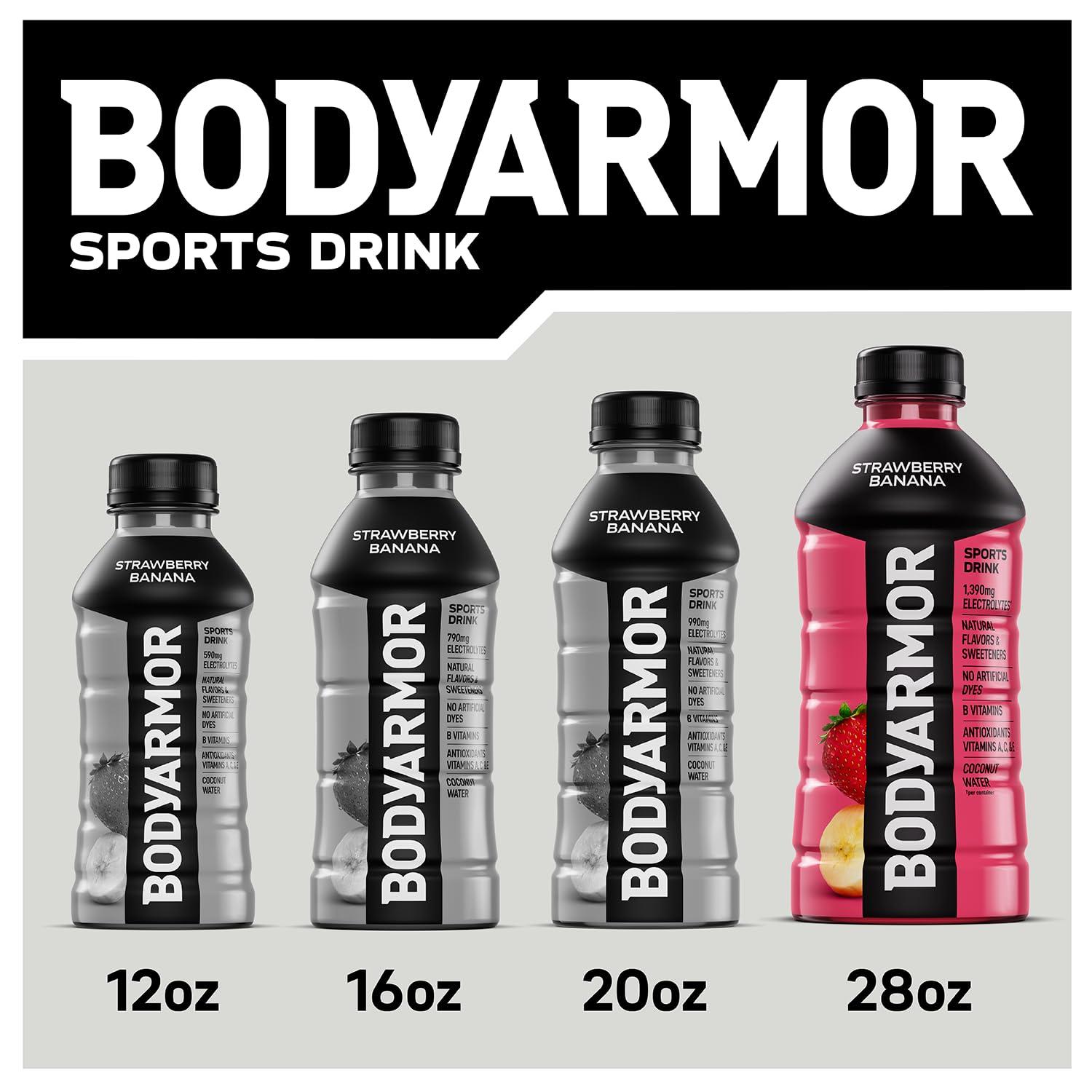 imageBODYARMOR Sports Drink Blackout Berry Electrolyte Drink Hydration 28 Fl Oz Bottles 15 Pack Flavored Coconut Water with B Vitamins amp AntioxidantsStrawberry Banana