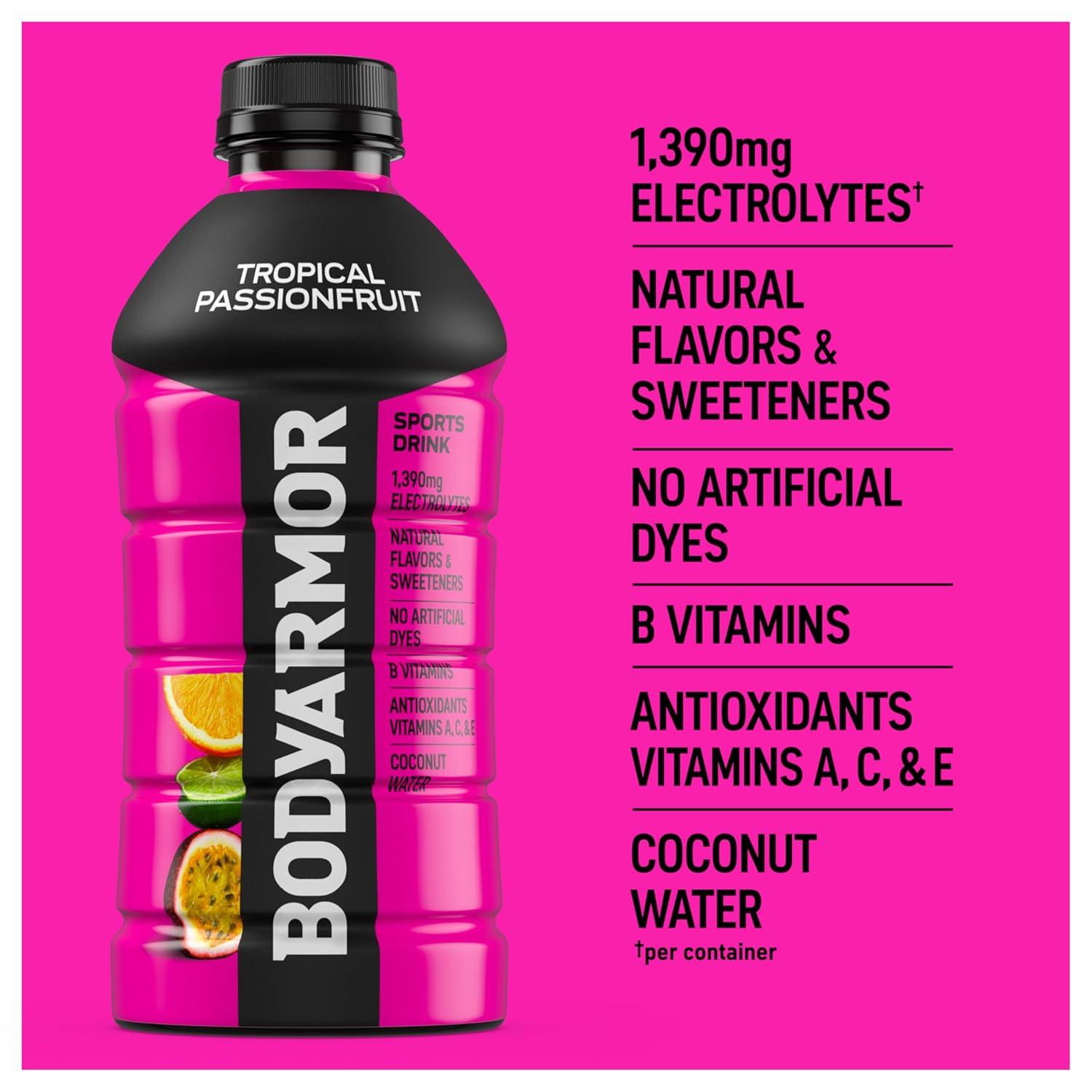 imageBODYARMOR Sports Drink Blackout Berry Electrolyte Drink Hydration 28 Fl Oz Bottles 15 Pack Flavored Coconut Water with B Vitamins amp AntioxidantsTropical Passionfruit