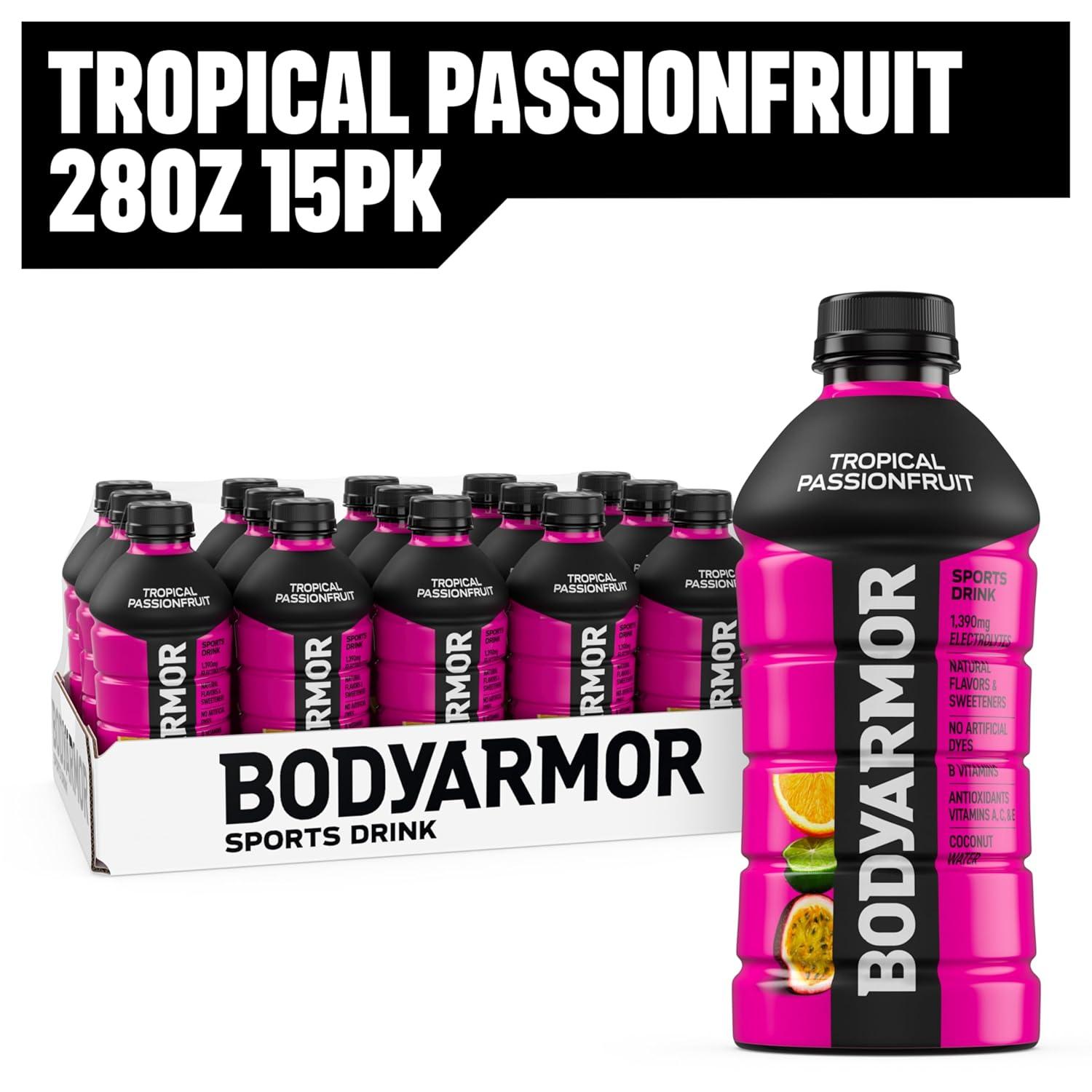 imageBODYARMOR Sports Drink Blackout Berry Electrolyte Drink Hydration 28 Fl Oz Bottles 15 Pack Flavored Coconut Water with B Vitamins amp AntioxidantsTropical Passionfruit
