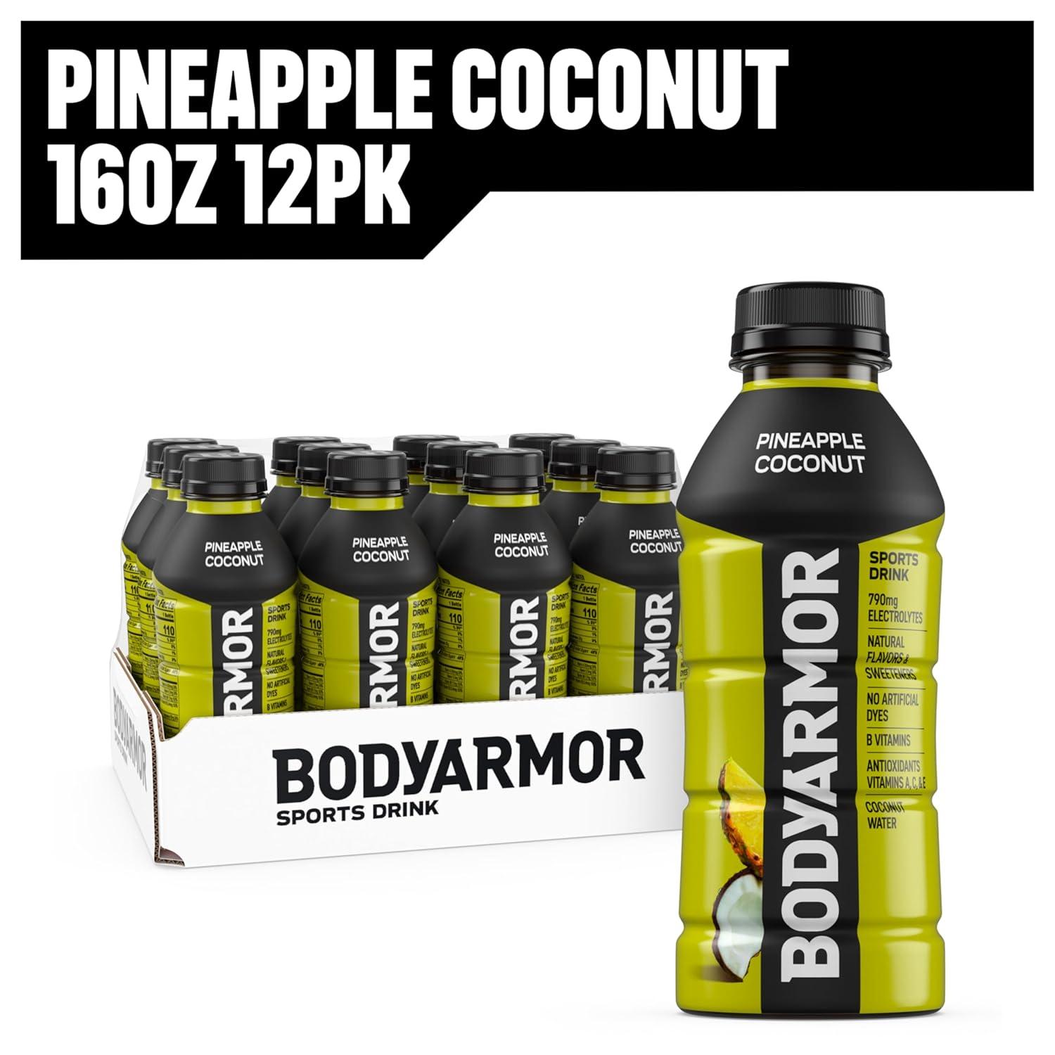 imageBODYARMOR Sports Drink Sports Beverage Pineapple Coconut Coconut Water Hydration Natural Flavors With Vitamins PotassiumPacked Electrolytes Perfect For Athletes 16 Fl Oz Pack of 12