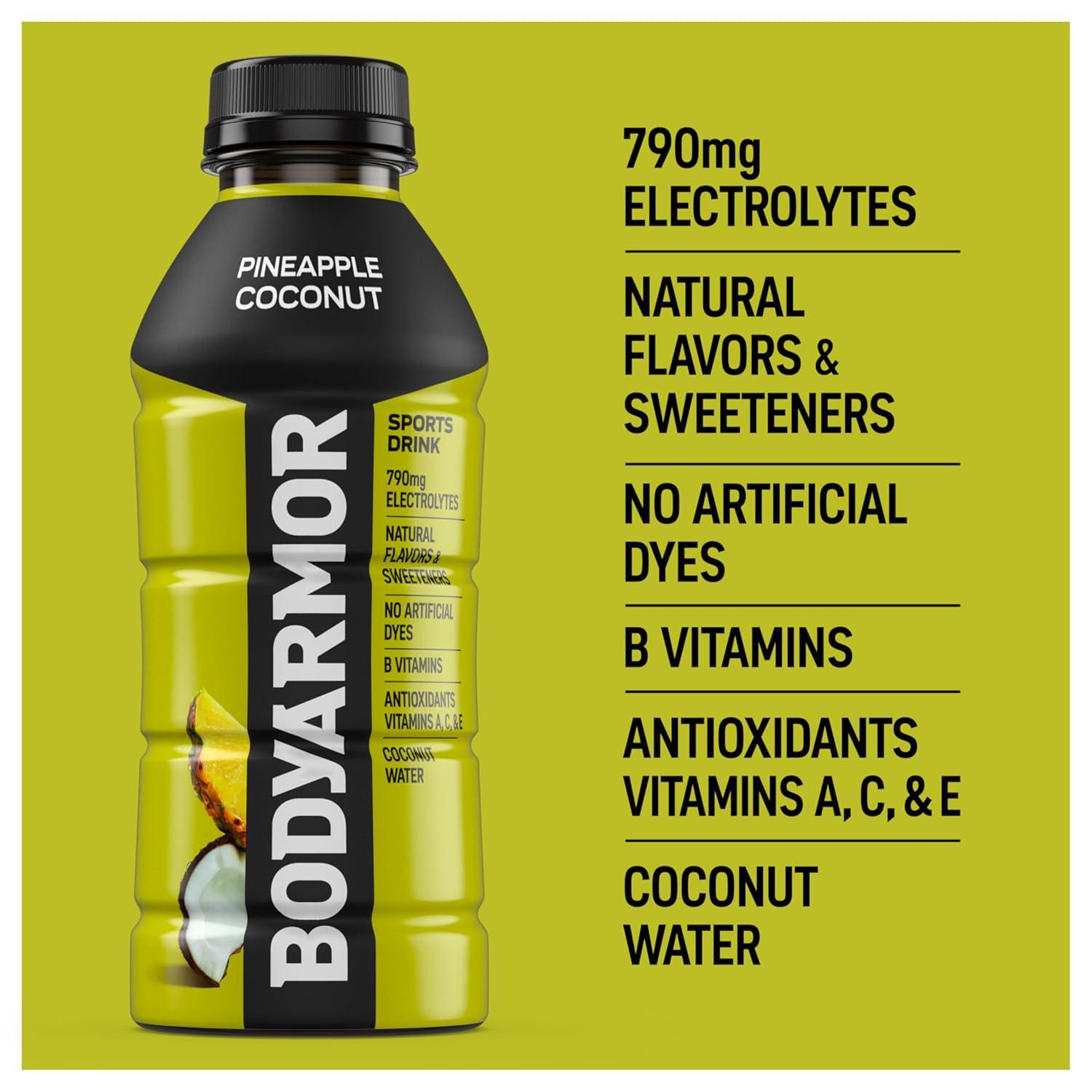 imageBODYARMOR Sports Drink Sports Beverage Pineapple Coconut Coconut Water Hydration Natural Flavors With Vitamins PotassiumPacked Electrolytes Perfect For Athletes 16 Fl Oz Pack of 12