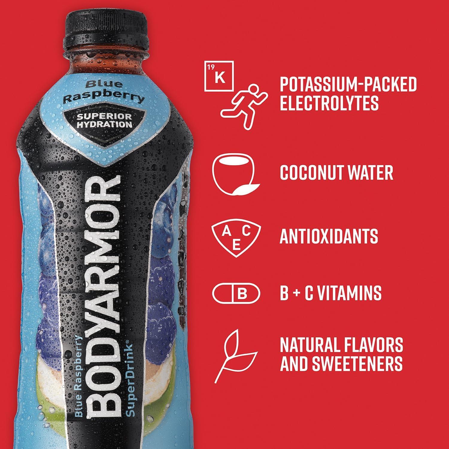 imageBODYARMOR Sports Drink Tropical Punch Electrolyte Drink Hydration 12 Fl Oz Bottles 8 Pack Flavored Coconut Water with B Vitamins amp AntioxidantsBlue Raspberry