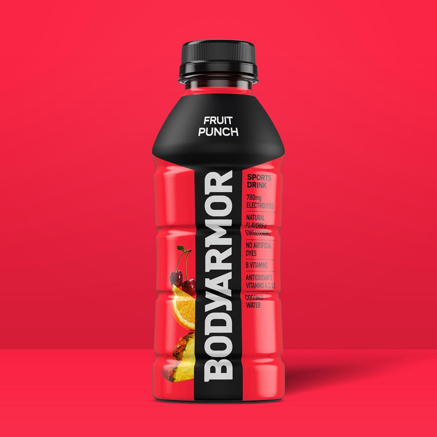 imageBODYARMOR Sports Drink Tropical Punch Electrolyte Drink Hydration 12 Fl Oz Bottles 8 Pack Flavored Coconut Water with B Vitamins amp AntioxidantsFruit Punch
