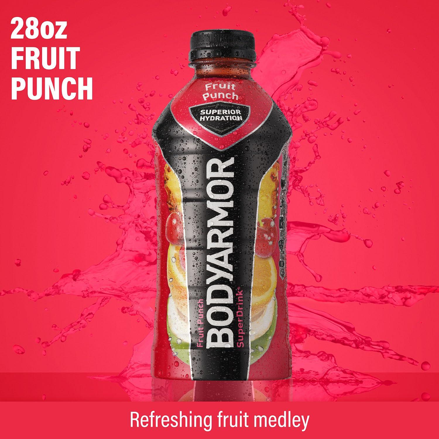 imageBODYARMOR Sports Drink Tropical Punch Electrolyte Drink Hydration 12 Fl Oz Bottles 8 Pack Flavored Coconut Water with B Vitamins amp AntioxidantsFruit Punch
