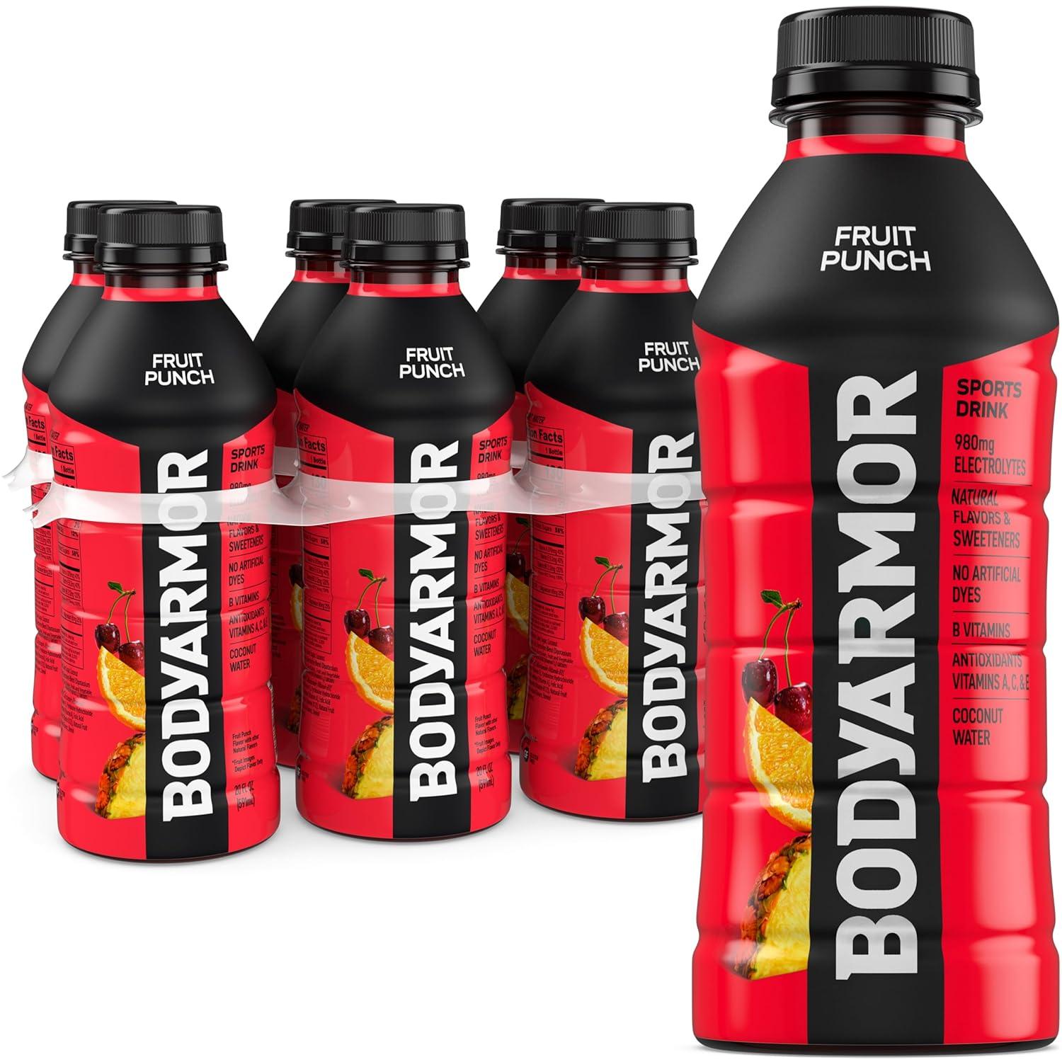 imageBODYARMOR Sports Drink Tropical Punch Electrolyte Drink Hydration 12 Fl Oz Bottles 8 Pack Flavored Coconut Water with B Vitamins amp AntioxidantsFruit Punch