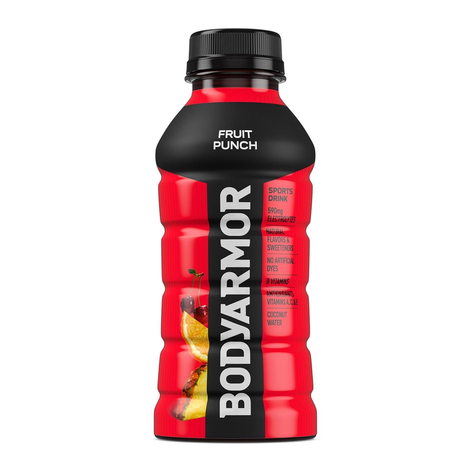 imageBODYARMOR Sports Drink Tropical Punch Electrolyte Drink Hydration 12 Fl Oz Bottles 8 Pack Flavored Coconut Water with B Vitamins amp AntioxidantsFruit Punch