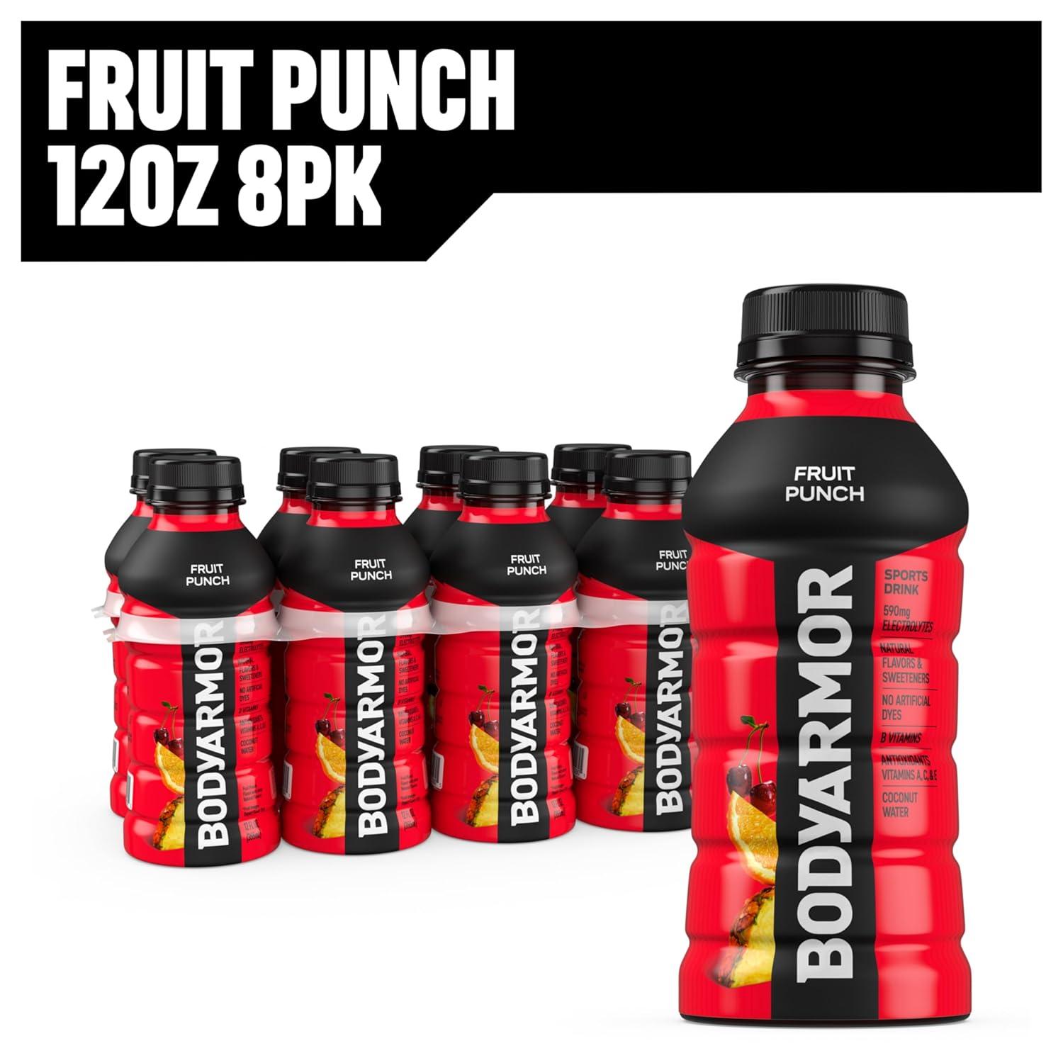 imageBODYARMOR Sports Drink Tropical Punch Electrolyte Drink Hydration 12 Fl Oz Bottles 8 Pack Flavored Coconut Water with B Vitamins amp AntioxidantsFruit Punch