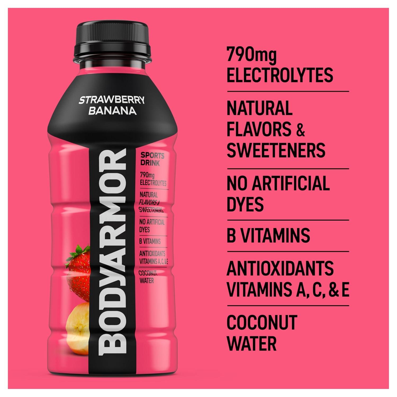 imageBODYARMOR Sports Drink Tropical Punch Electrolyte Drink Hydration 12 Fl Oz Bottles 8 Pack Flavored Coconut Water with B Vitamins amp AntioxidantsStrawberry Banana