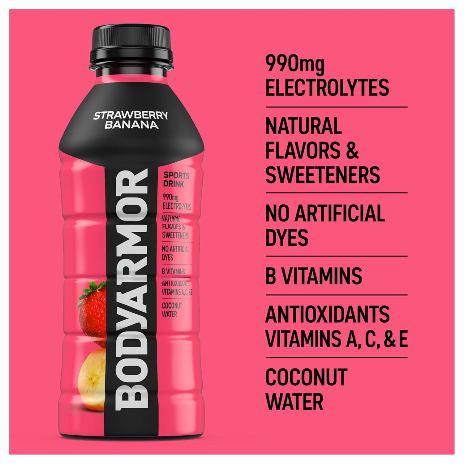 imageBODYARMOR Sports Drink Tropical Punch Electrolyte Drink Hydration 12 Fl Oz Bottles 8 Pack Flavored Coconut Water with B Vitamins amp AntioxidantsStrawberry Banana