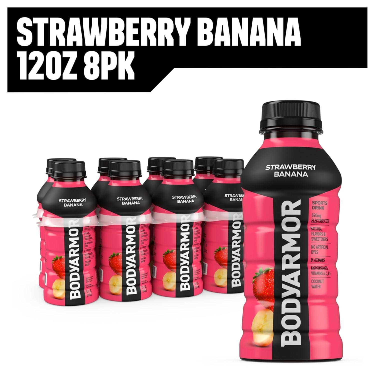 imageBODYARMOR Sports Drink Tropical Punch Electrolyte Drink Hydration 12 Fl Oz Bottles 8 Pack Flavored Coconut Water with B Vitamins amp AntioxidantsStrawberry Banana