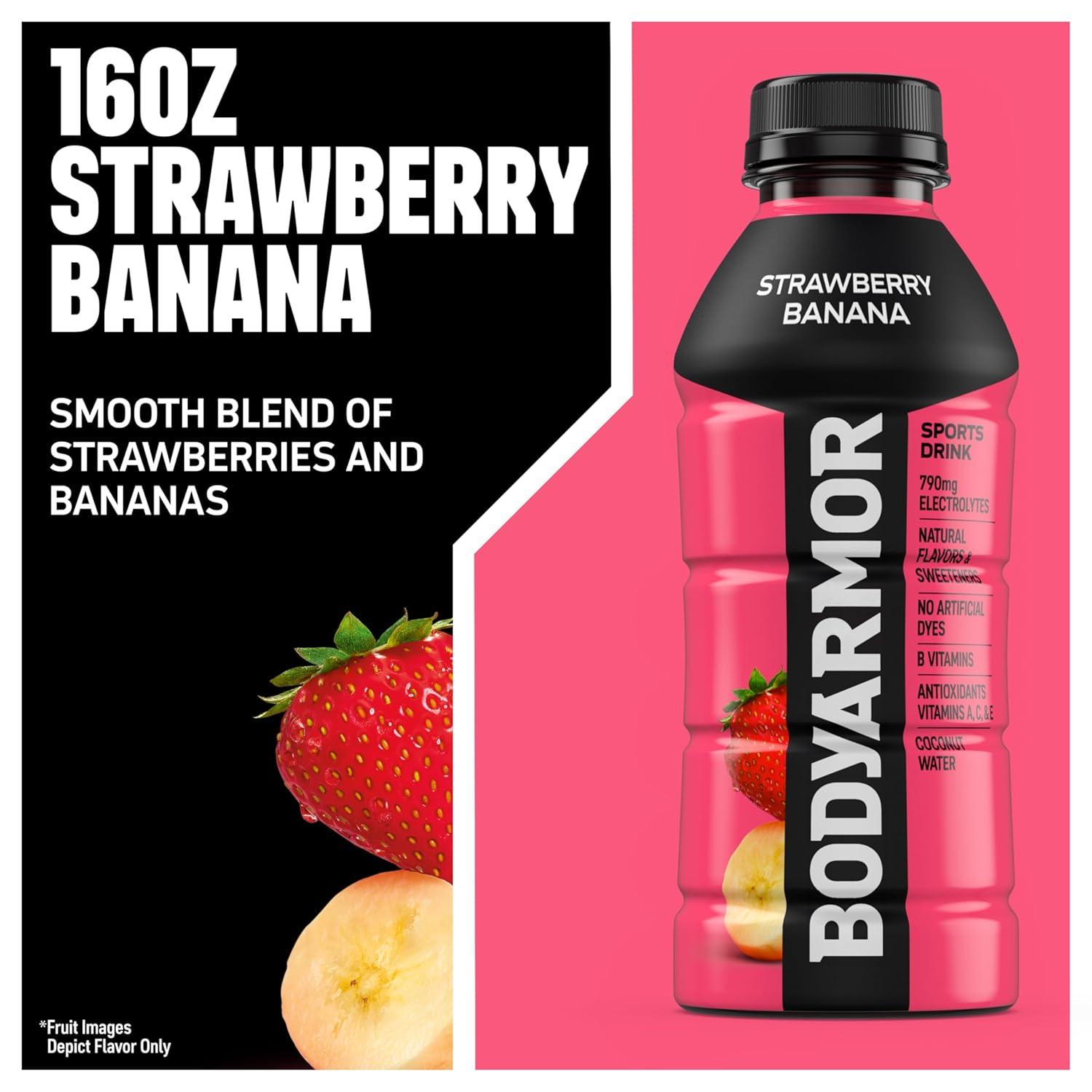 imageBODYARMOR Sports Drink Tropical Punch Electrolyte Drink Hydration 12 Fl Oz Bottles 8 Pack Flavored Coconut Water with B Vitamins amp AntioxidantsStrawberry Banana