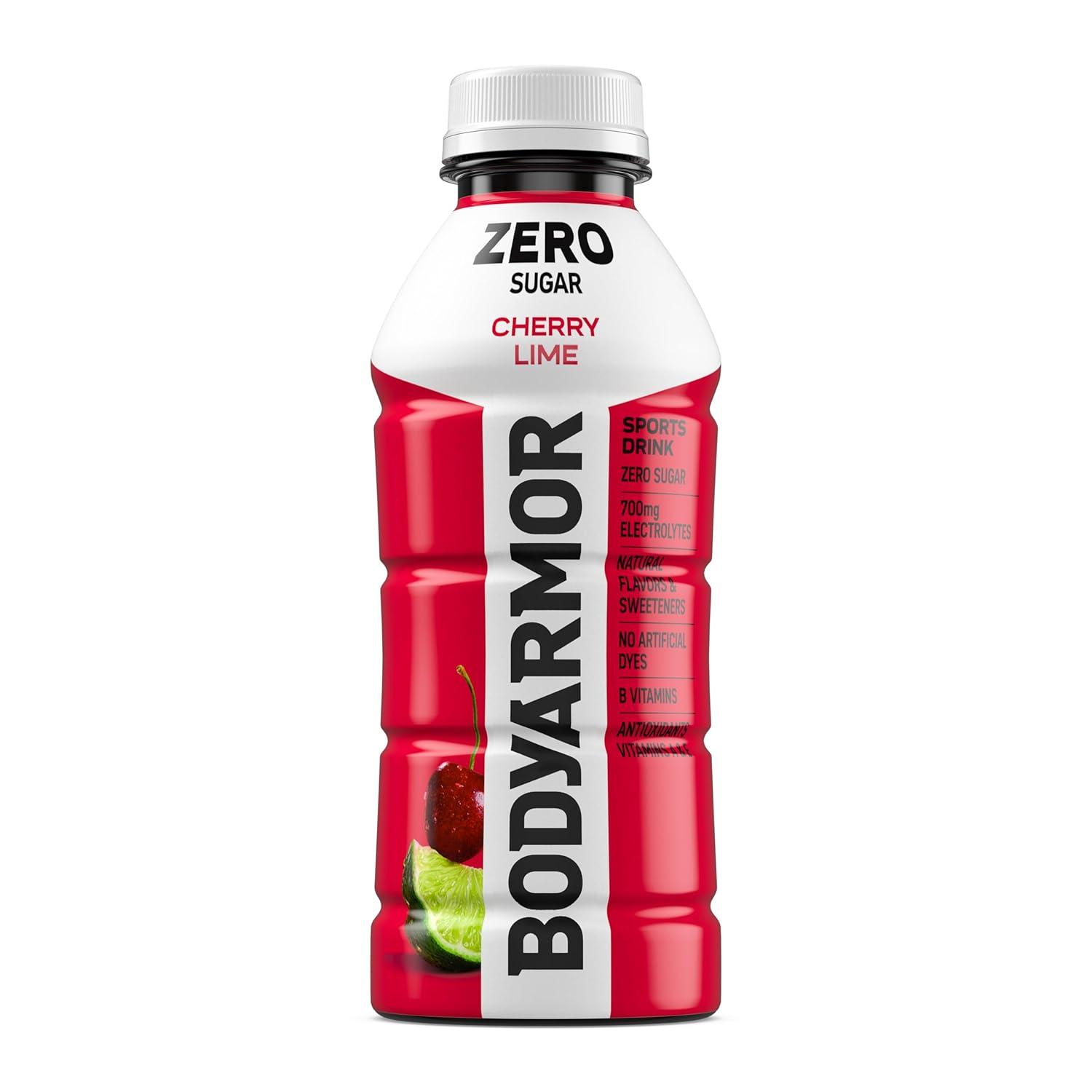 imageBODYARMOR ZERO Sugar Fruit Punch Electrolyte Drink Natural Flavors 20 Fl Oz Bottles 6 Pack B Vitamins amp Antioxidants Sugar Free HydrationZero Cherry Lime