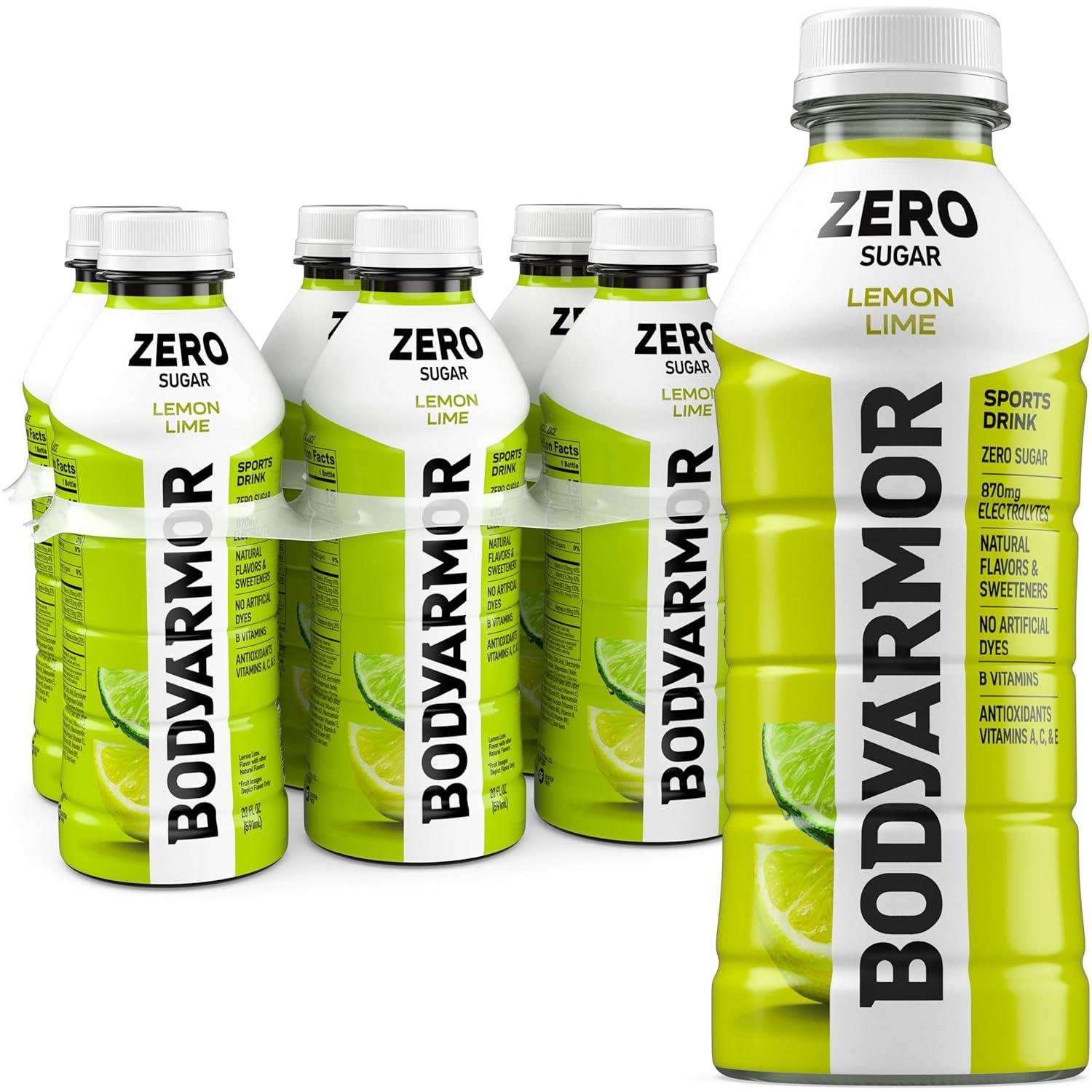 imageBODYARMOR ZERO Sugar Fruit Punch Electrolyte Drink Natural Flavors 20 Fl Oz Bottles 6 Pack B Vitamins amp Antioxidants Sugar Free HydrationZero Lemon Lime