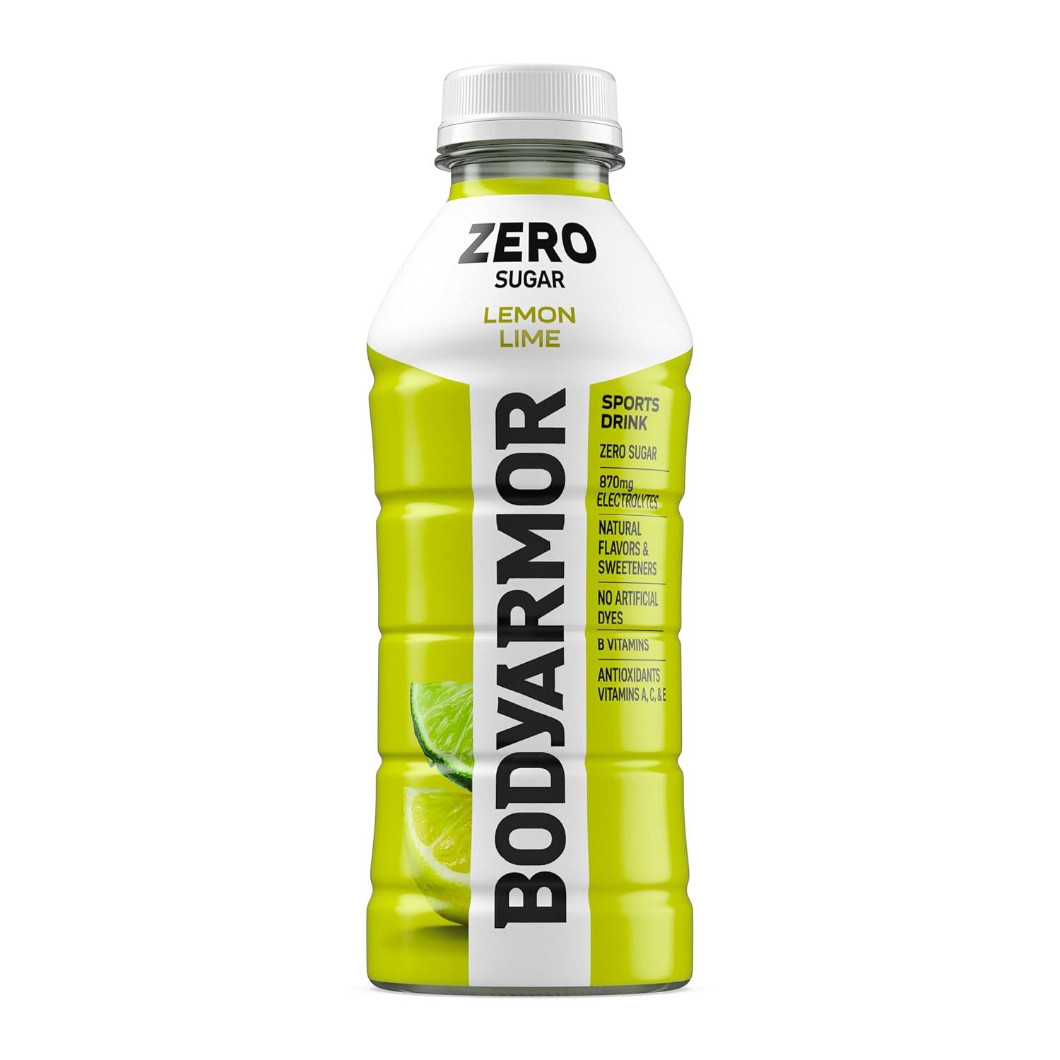 imageBODYARMOR ZERO Sugar Fruit Punch Electrolyte Drink Natural Flavors 20 Fl Oz Bottles 6 Pack B Vitamins amp Antioxidants Sugar Free HydrationZero Lemon Lime