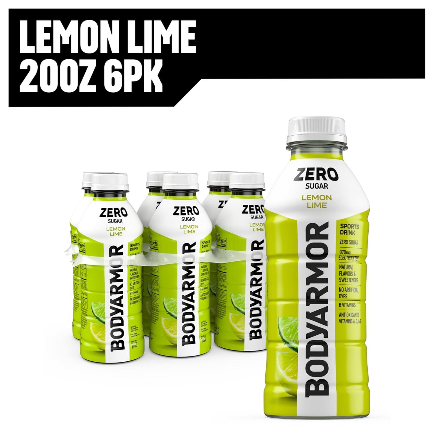 imageBODYARMOR ZERO Sugar Fruit Punch Electrolyte Drink Natural Flavors 20 Fl Oz Bottles 6 Pack B Vitamins amp Antioxidants Sugar Free HydrationZero Lemon Lime