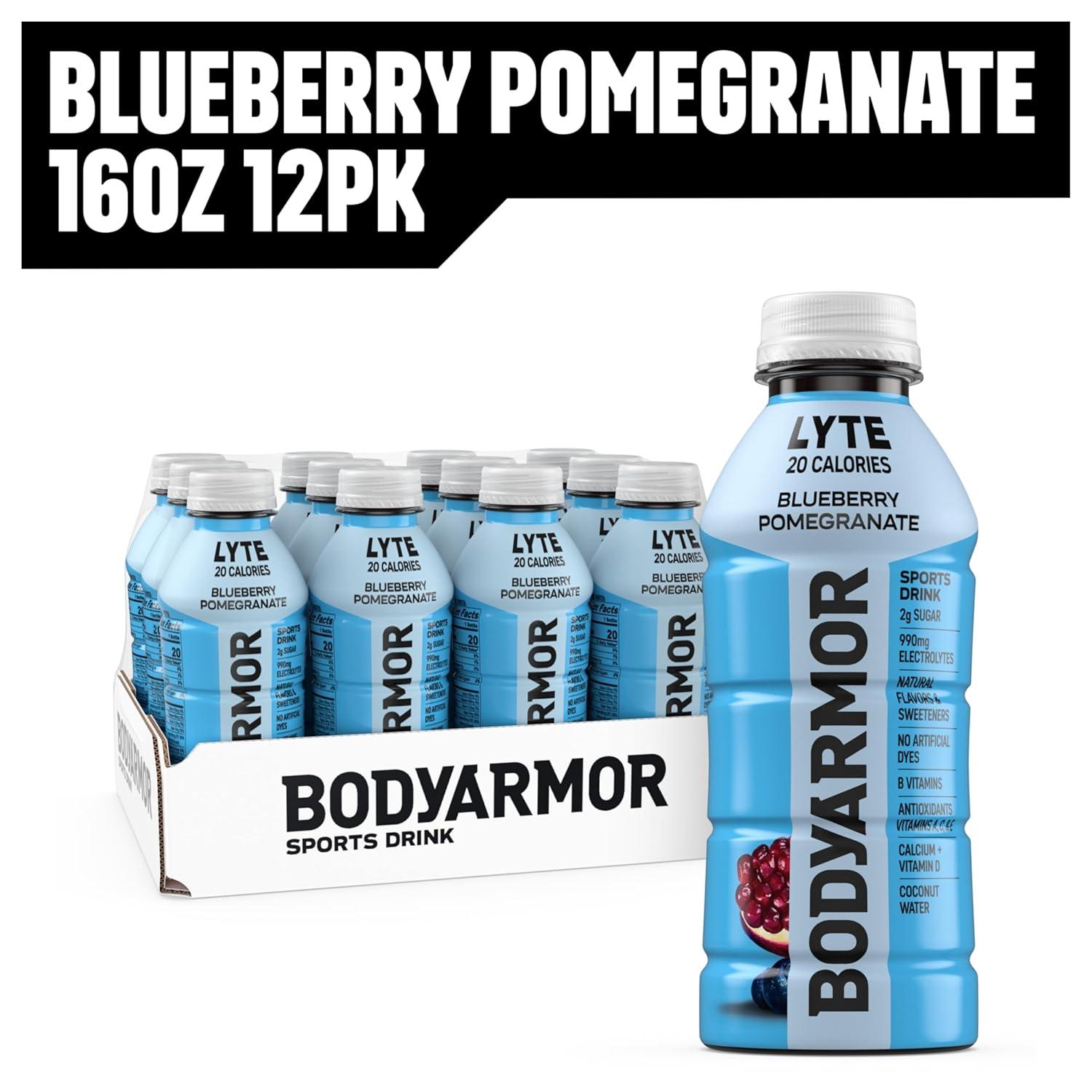 imageBODYARMOR ZERO Sugar Watermelon Strawberry Electrolyte Drink Natural Flavors 16 Fl Oz Bottles 12 Pack B Vitamins amp Antioxidants Sugar Free HydrationLyte Blueberry Pomegranate