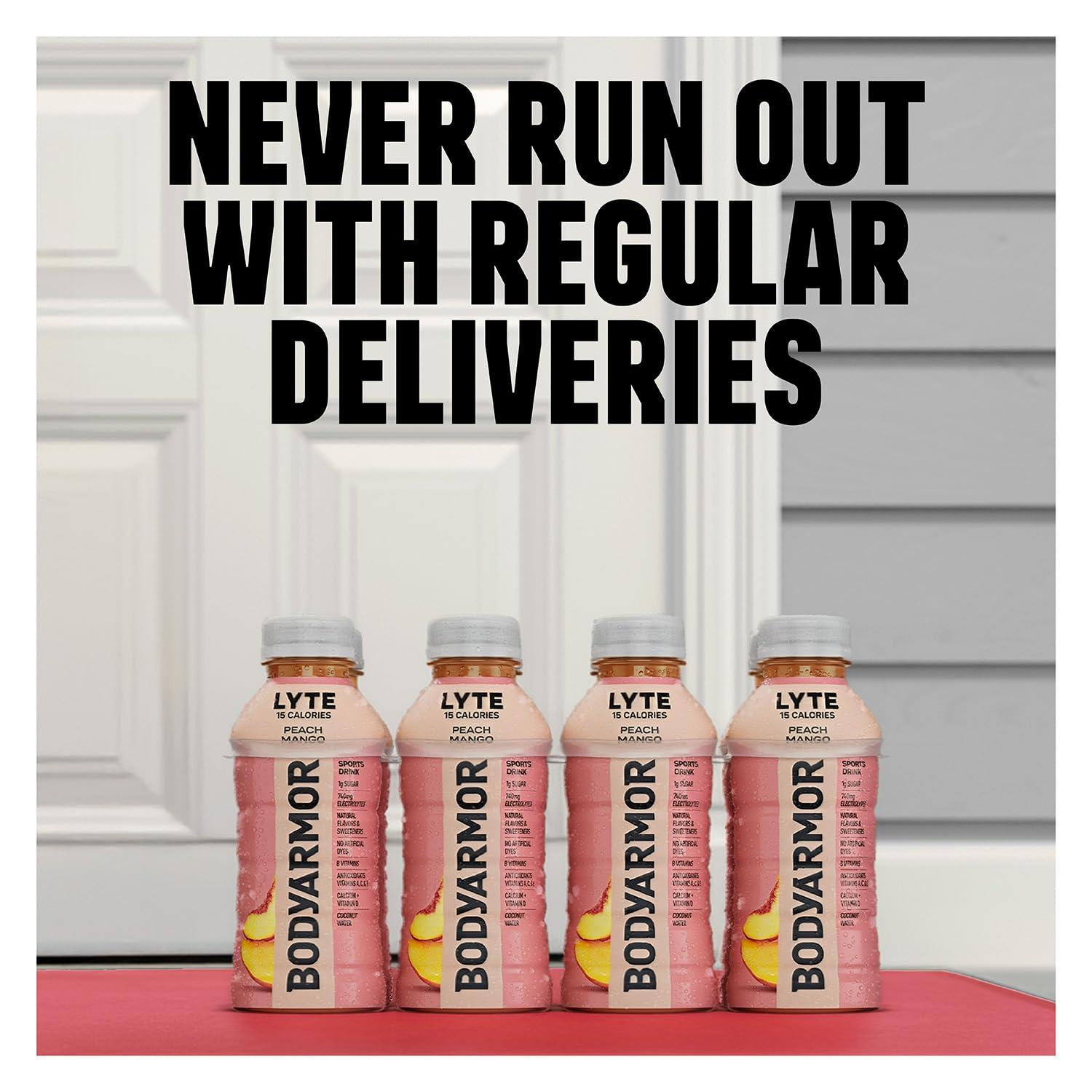 imageBODYARMOR ZERO Sugar Watermelon Strawberry Electrolyte Drink Natural Flavors 16 Fl Oz Bottles 12 Pack B Vitamins amp Antioxidants Sugar Free HydrationLyte Peach Mango