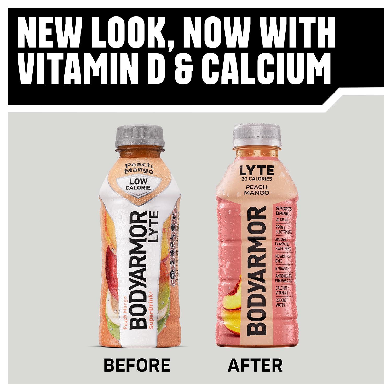 imageBODYARMOR ZERO Sugar Watermelon Strawberry Electrolyte Drink Natural Flavors 16 Fl Oz Bottles 12 Pack B Vitamins amp Antioxidants Sugar Free HydrationLyte Peach Mango