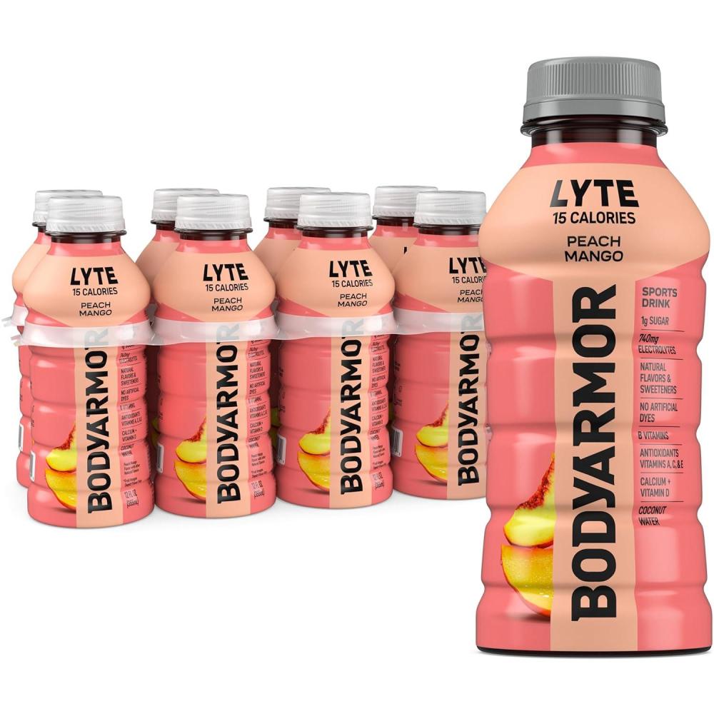 imageBODYARMOR LYTE Peach Mango Electrolyte Drink 15 Calories 12 Fl Oz Bottles 8 Pack Coconut Water Sports Drink Natural Flavor amp B Vitamins