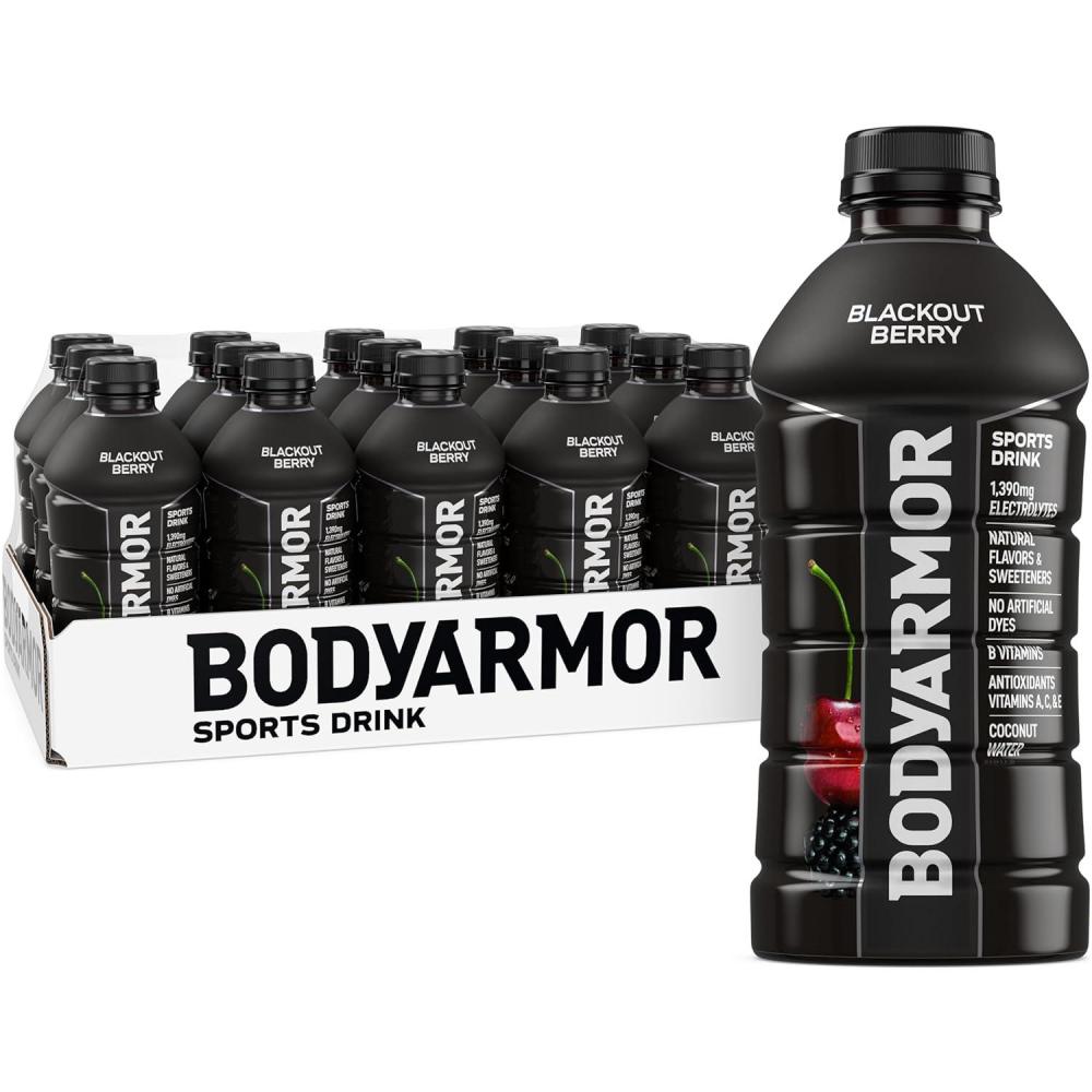 imageBODYARMOR Sports Drink Blackout Berry Electrolyte Drink Hydration 28 Fl Oz Bottles 15 Pack Flavored Coconut Water with B Vitamins amp AntioxidantsBlackout Berry