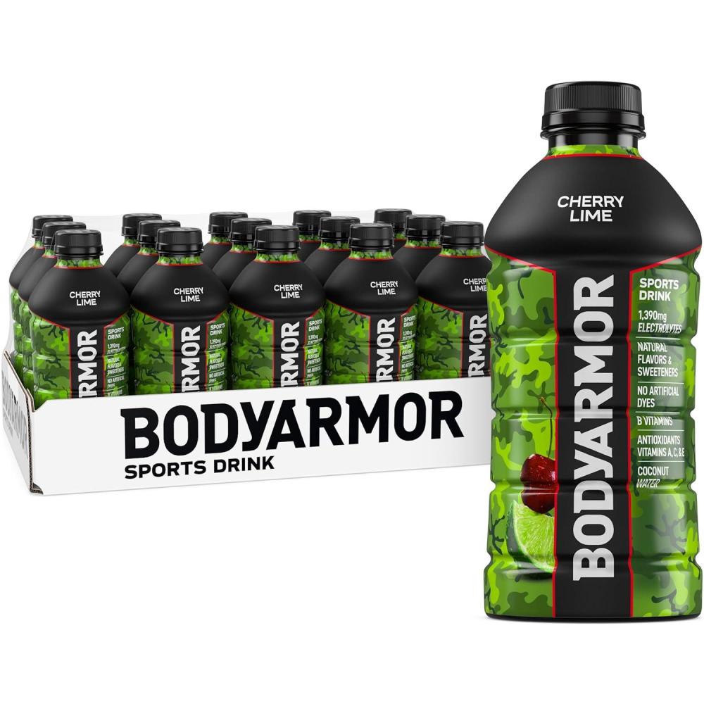 imageBODYARMOR Sports Drink Blackout Berry Electrolyte Drink Hydration 28 Fl Oz Bottles 15 Pack Flavored Coconut Water with B Vitamins amp AntioxidantsCherry Lime