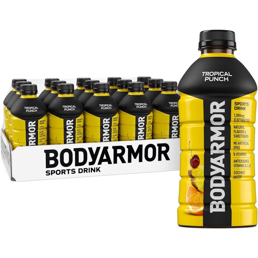 imageBODYARMOR Sports Drink Blackout Berry Electrolyte Drink Hydration 28 Fl Oz Bottles 15 Pack Flavored Coconut Water with B Vitamins amp AntioxidantsTropical Punch