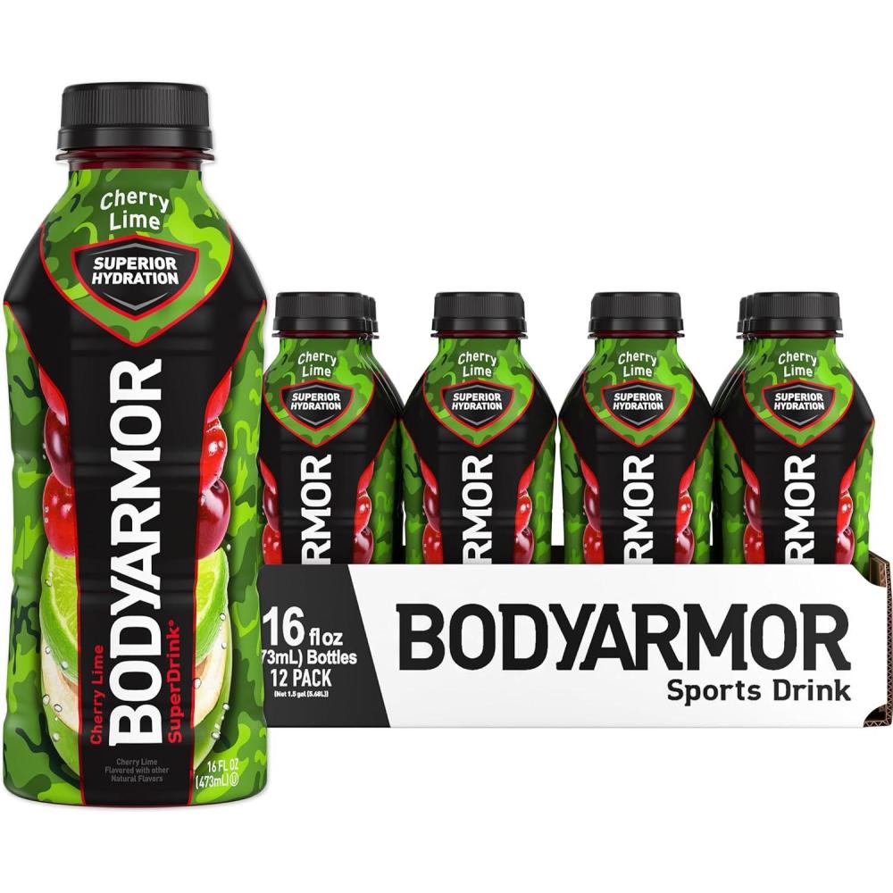 imageBODYARMOR Sports Drink Sports Beverage Cherry Lime Coconut Water Hydration Natural Flavors With Vitamins PotassiumPacked Electrolytes Perfect For Athletes 16 Fl Oz Pack of 12