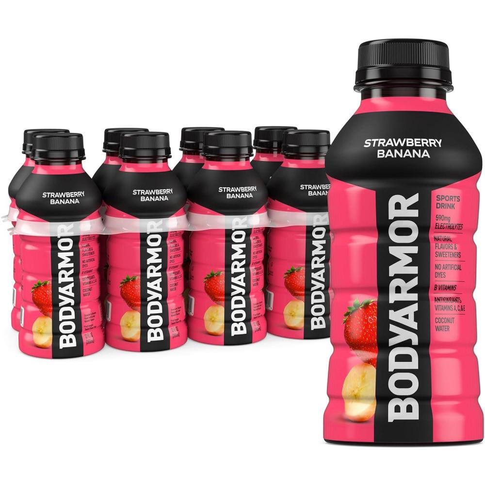 imageBODYARMOR Sports Drink Tropical Punch Electrolyte Drink Hydration 12 Fl Oz Bottles 8 Pack Flavored Coconut Water with B Vitamins amp AntioxidantsStrawberry Banana
