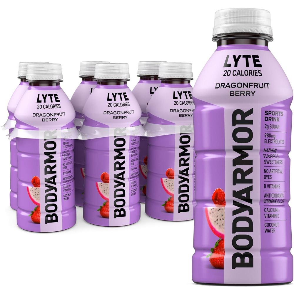imageBODYARMOR ZERO Sugar Fruit Punch Electrolyte Drink Natural Flavors 20 Fl Oz Bottles 6 Pack B Vitamins amp Antioxidants Sugar Free HydrationLyte Dragonfruit Berry