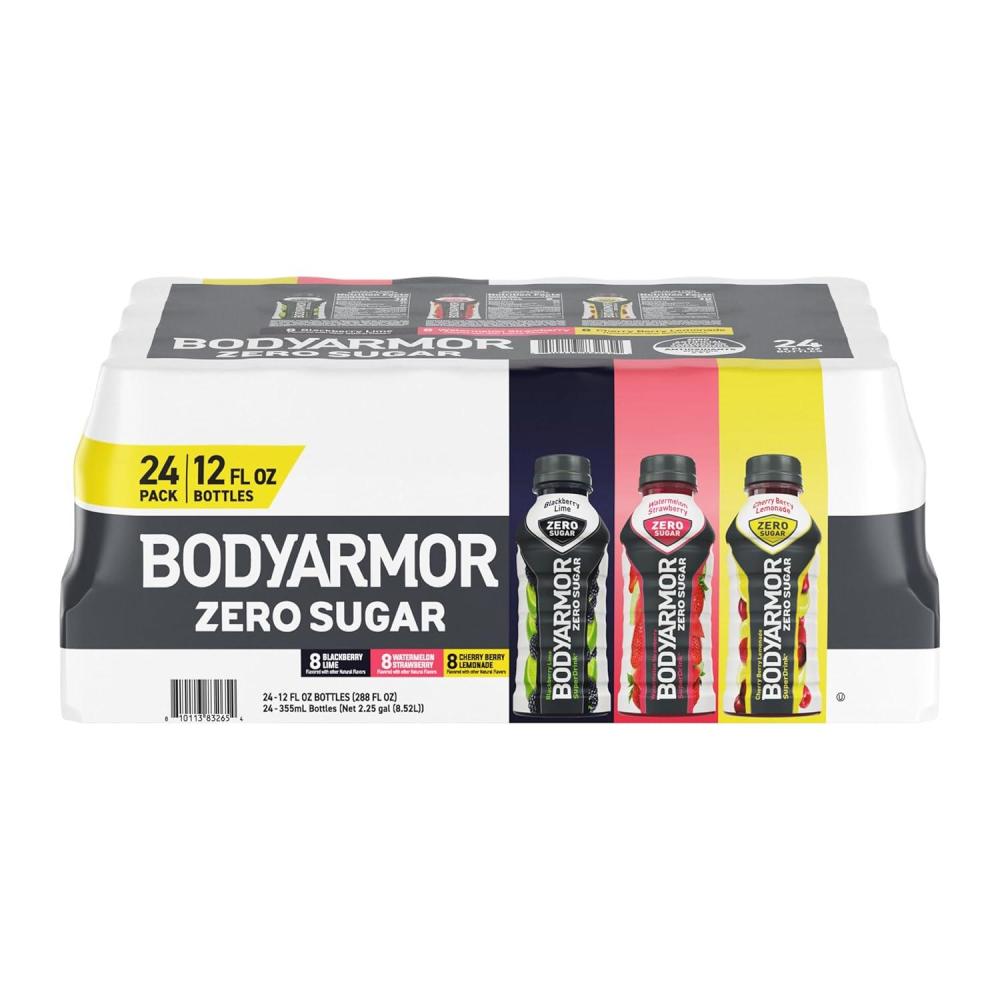 imageBODYARMOR ZERO Sugar Fruit Punch Electrolyte Drink Natural Flavors 20 Fl Oz Bottles 6 Pack B Vitamins amp Antioxidants Sugar Free HydrationZero Variety Pack