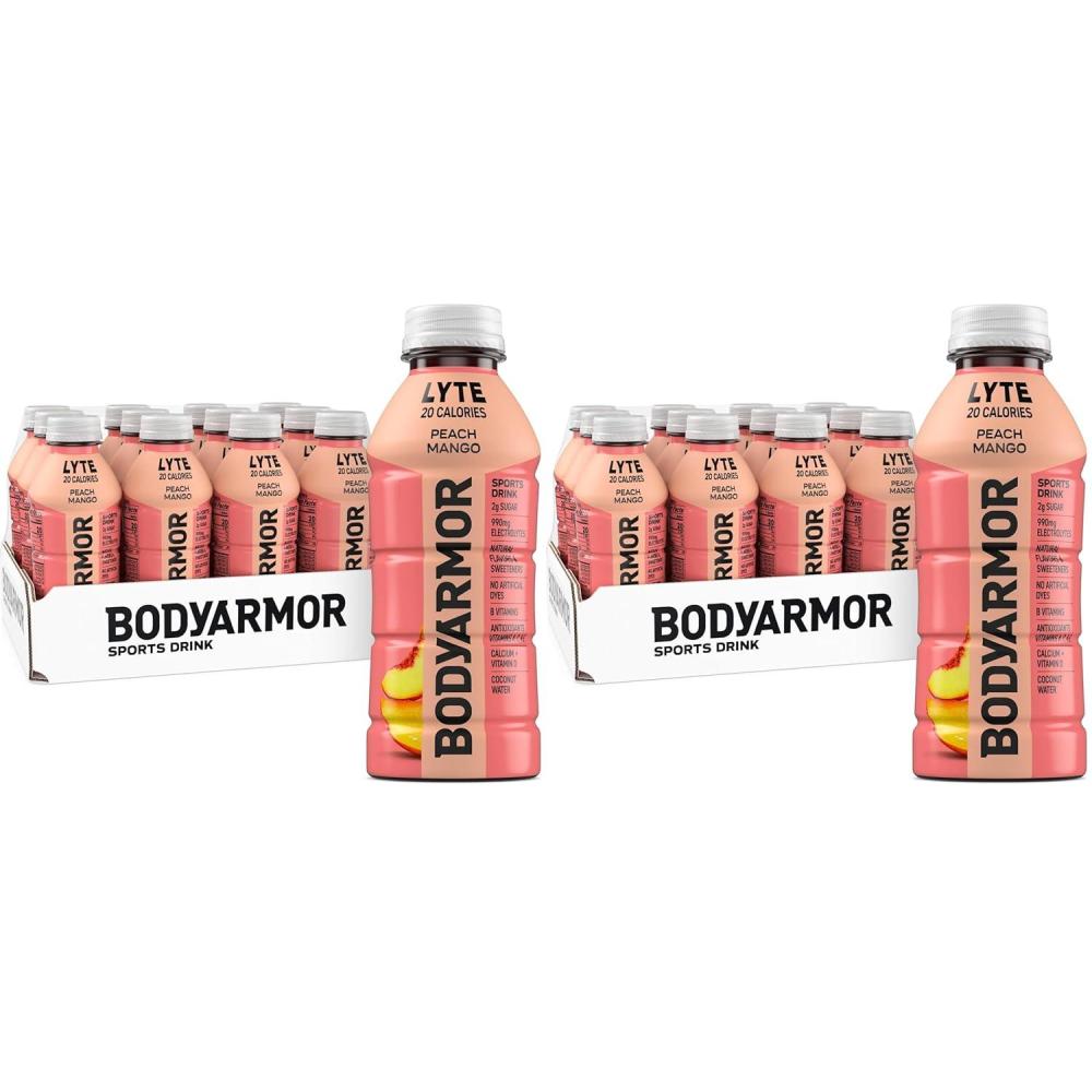 imageBODYARMOR ZERO Sugar Watermelon Strawberry Electrolyte Drink Natural Flavors 16 Fl Oz Bottles 12 Pack B Vitamins amp Antioxidants Sugar Free HydrationLyte Peach Mango