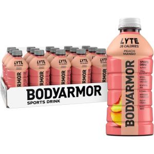 BODYARMOR LYTE, Peach Mango, Electrolyte Drink, 35 Calories, 28 Fl Oz Bottles (15 Pack), Coconut Water Sports Drink, Natural Flavor & B Vitamins(Peach Mango)