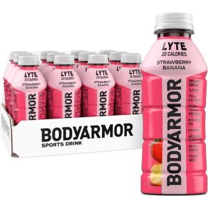 BODYARMOR LYTE Sports Drink Low-Calorie Sports Beverage, Strawberry Banana, Coconut Water Hydration, Natural Flavors With Vitamins, Potassium-Packed Electrolytes, Perfect For Athletes, 16 Fl Oz (Pack of 12)