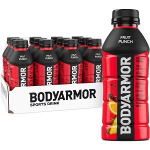 BODYARMOR Sports Drink Sports Beverage, Fruit Punch, Coconut Water Hydration, Natural Flavors With Vitamins, Potassium-Packed Electrolytes, Perfect For Athletes, 16 Fl Oz (Pack of 12)