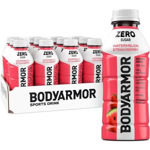 BODYARMOR ZERO Sugar Watermelon Strawberry Electrolyte Drink, Natural Flavors, 16 Fl Oz Bottles (12 Pack), B Vitamins & Antioxidants Sugar Free Hydration(Zero Watermelon Strawberry)
