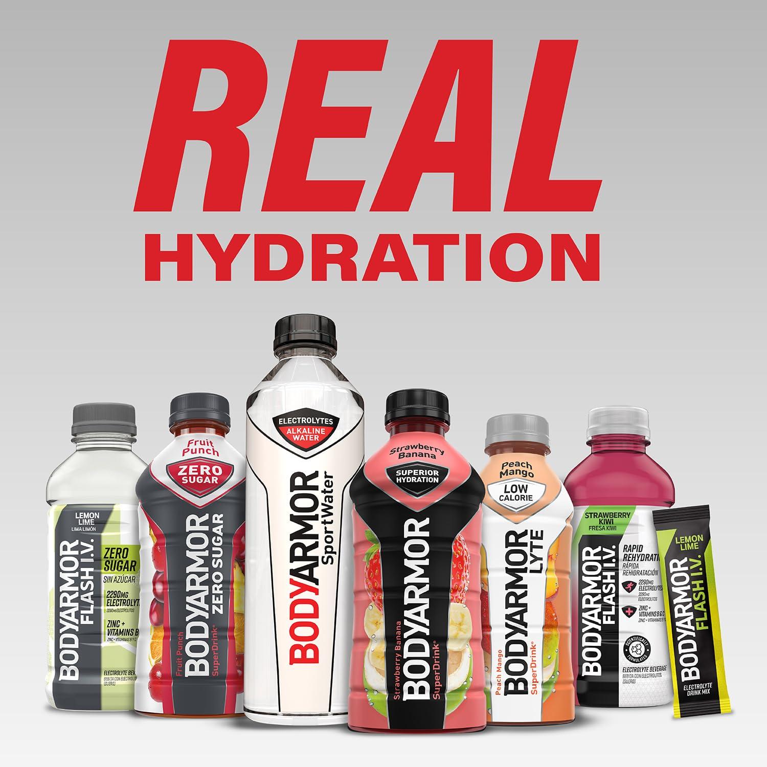 imageBODYARMOR Flash IV Electrolyte Packets Lemon Lime Zero Sugar Drink Mix Single Serve Packs Coconut Water Powder 15 CountVariety Pack