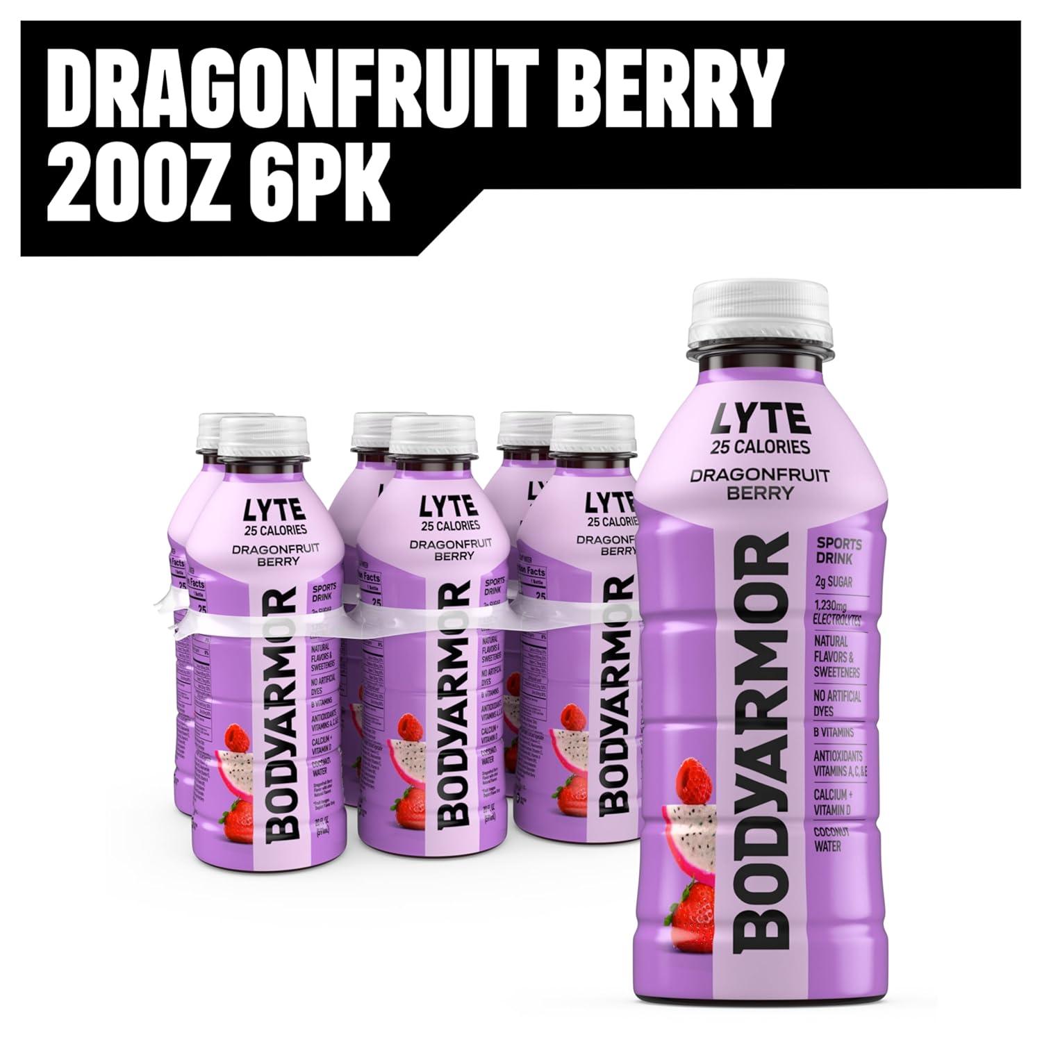 imageBODYARMOR LYTE Sports Drink LowCalorie Sports Beverage Dragonfruit Berry Coconut Water Hydration Natural Flavors With Vitamins PotassiumPacked Electrolytes 20 Fl Oz Pack of 6