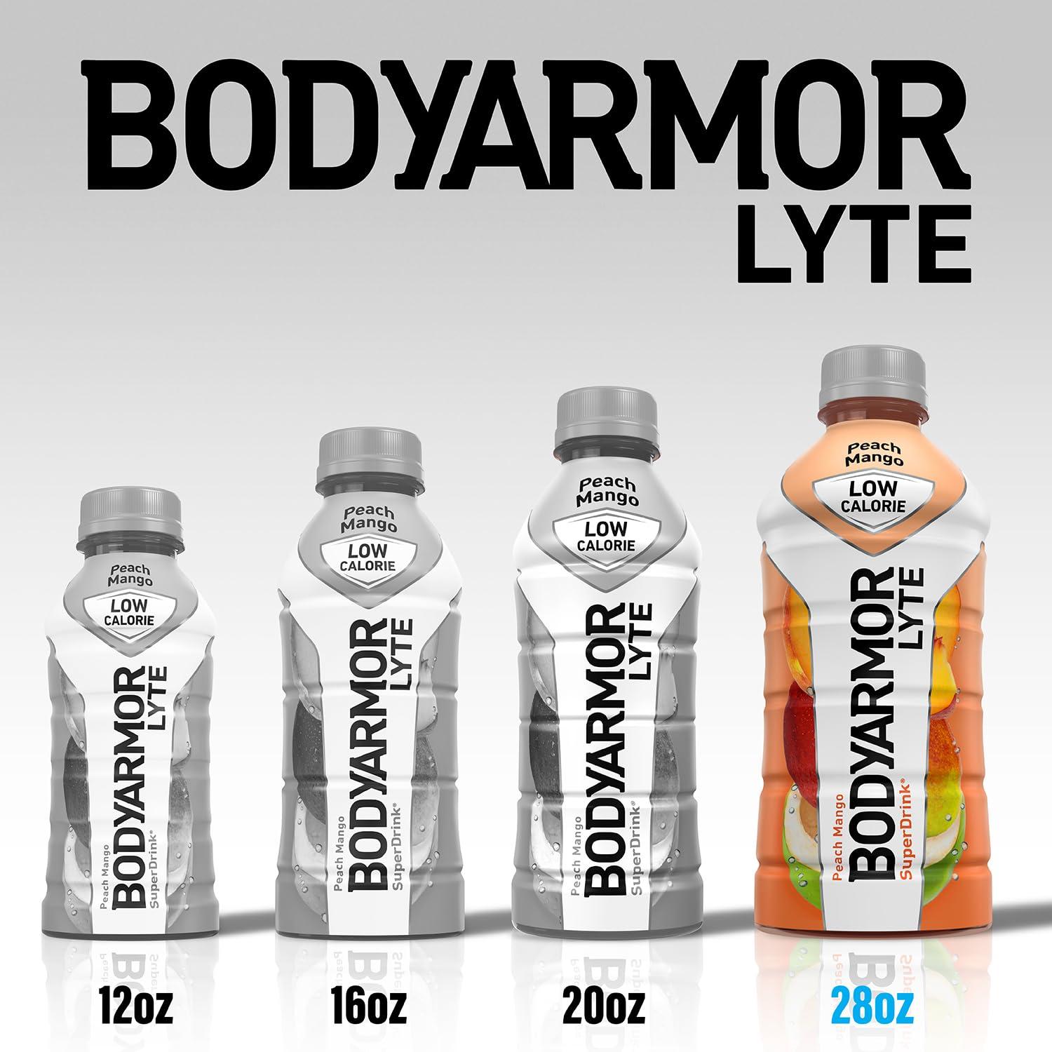 imageBODYARMOR LYTE Sports Drink LowCalorie Sports Beverage Peach Mango Coconut Water Hydration Natural Flavors With Vitamins PotassiumPacked Electrolytes Perfect For Athletes 28 Fl Oz Pack of 12