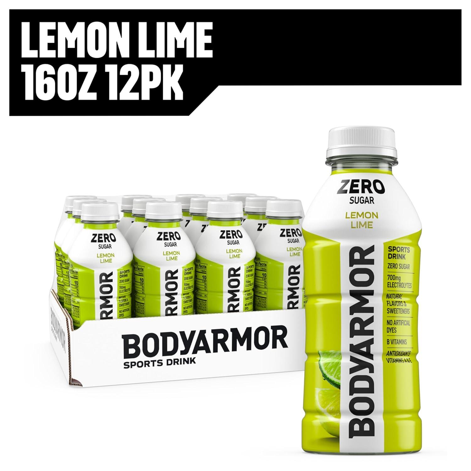 imageBODYARMOR ZERO Sugar Lemon Lime Electrolyte Drink Natural Flavors 16 Fl Oz Bottles 12 Pack B Vitamins amp Antioxidants Sugar Free Hydration