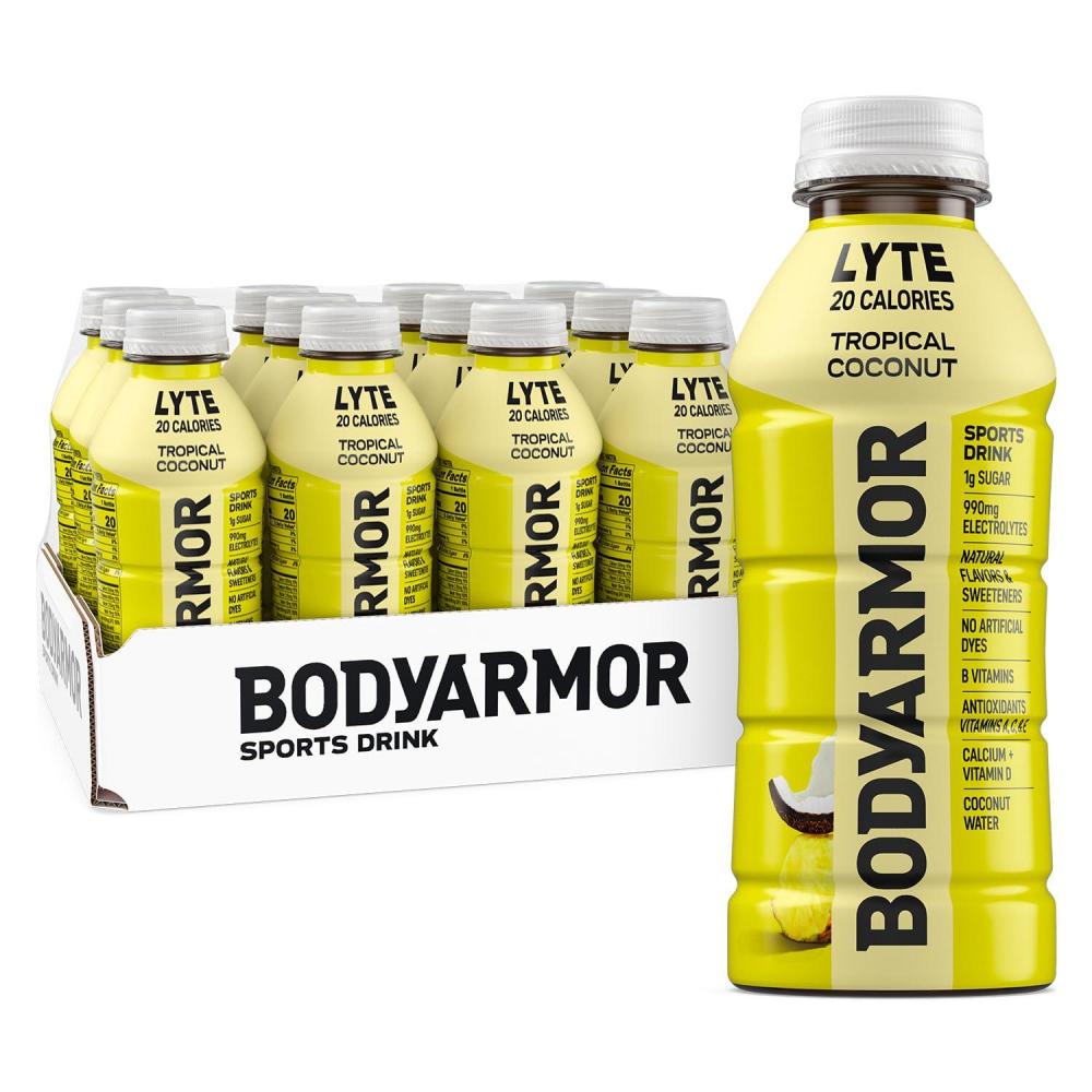 imageBODYARMOR LYTE Tropical Coconut Electrolyte Drink 20 Calories 16 Fl Oz Bottles 12 Pack Coconut Water Sports Drink Natural Flavor amp B Vitamins