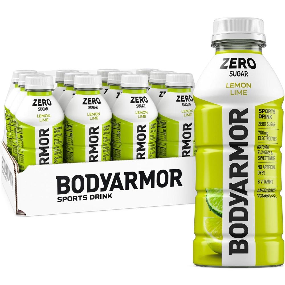 imageBODYARMOR ZERO Sugar Lemon Lime Electrolyte Drink Natural Flavors 16 Fl Oz Bottles 12 Pack B Vitamins amp Antioxidants Sugar Free Hydration
